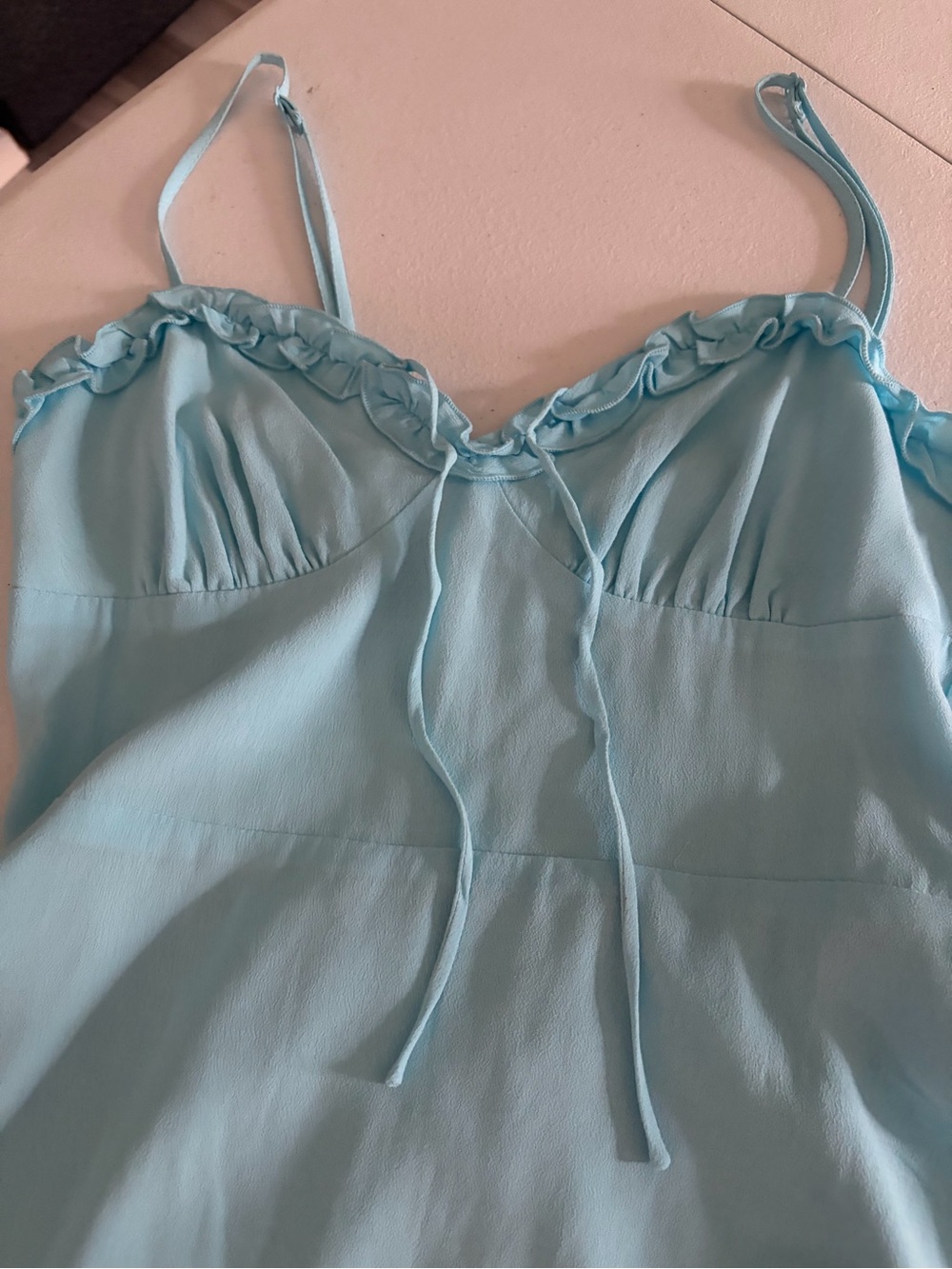 Steve Madden. Size 2. Light Blue Ruffle Trim Cami Top
